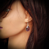 Solid 925 Sterling Silver & Natural Amethyst Handmade Hanging Hook Earrings