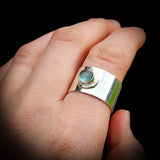 Rustic Handmade Solid 925 Sterling Silver & Natural Aquamarine Cuff Ring