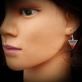 Solid 925 Sterling Silver & Natural Amber Triangle Hook Earrings