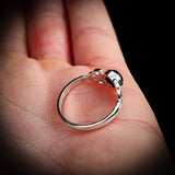 (Q) Solid 925 Sterling Silver & Natural Black Onyx Celtic Knot Ring