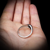 Solid 925 Sterling Silver & Natural Black Onyx 10mm Round Signet Ring