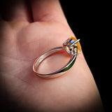 Solid 925 Sterling Silver & Natural Citrine Pear Solitaire Ring