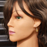 Solid 925 Sterling Silver Clawed Citrine Stone Hook Earrings