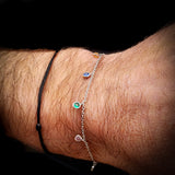 Solid 925 Sterling Silver & Colored Round CZ Chain Bracelet