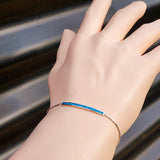 Solid 925 Sterling Silver & Created Opal Bar Chain Bracelet