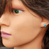 Solid 925 Sterling Silver & 7mm Created Opal Mountain Stud Earrings