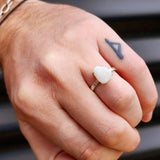 (Q) Solid 925 Sterling Silver & Natural Ethiopian Opal Handmade Ring