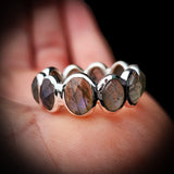 (R) Solid 925 Sterling Silver & Natural Labradorite Handmade Eternity Band Ring
