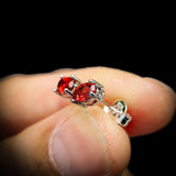 Natural Garnet & Solid 925 Sterling Silver Oval Stud Earrings
