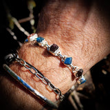 Solid 925 Sterling Silver & Raw Garnet, Apatite Chain Bracelet