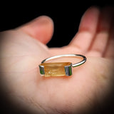 Solid 925 Sterling Silver & Natural Raw Imperial Topaz Handmade Ring