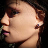 Natural Iolite & Solid 925 Sterling Silver Square Stud Earrings