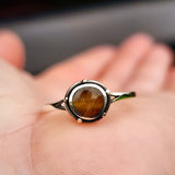 Solid 925 Oxidized Sterling Silver & Natural Irregular Tiger Eye Ring