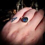 (R) Solid 925 Sterling Silver & Labradorite Stone Handmade Solitaire Ring