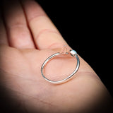 Adjustable Solid 925 Sterling Silver & Natural Larimar Whale Tail Ring
