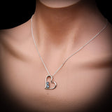 Solid 925 Sterling Silver & London Blue Topaz Heart Pendant Necklace