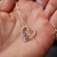 Solid 925 Sterling Silver & London Blue Topaz Heart Pendant Necklace