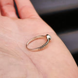 (O) Solid 925 Sterling Silver & Moonstone Grain Band Ring