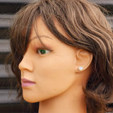 Solid 925 Sterling Silver & 7mm Natural Moonstone Round Stud Earrings