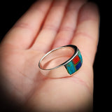 (T) Solid 925 Sterling Silver & Natural Mixed Gemstone Band Ring