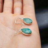 925 Sterling Silver &amp; Natural Amazonite Handmade Drop Earrings