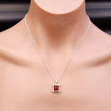 Solid 925 Sterling Silver & Boxed Natural Amber Pendant Necklace