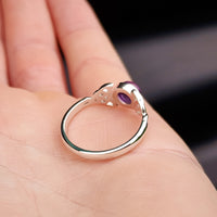 Solid 925 Sterling Silver & Natural Amethyst Celtic Knot Ring