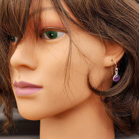 Solid 925 Sterling Silver & Natural Amethyst Drop Hook Earrings