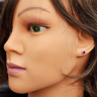 Solid 925 Sterling Silver & 5mm Natural Amethyst Round Claw Stud Earrings