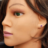 Solid 925 Sterling Silver & 5mm Natural Amethyst Round Claw Stud Earrings