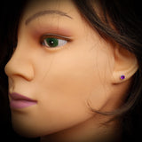 Solid 925 Sterling Silver & 5mm Natural Amethyst Round Claw Stud Earrings