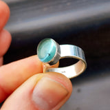 925 Sterling Silver & Natural Aquamarine Oval Handmade Ring