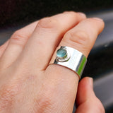 Rustic Handmade Solid 925 Sterling Silver & Natural Aquamarine Cuff Ring