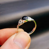 Solid 925 Sterling Silver & Natural Black Onyx Celtic Knot Ring