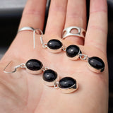 925 Sterling Silver & Natural Black Onyx Handmade Hanging Earrings