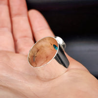 Rustic Handmade Solid 925 Sterling Silver & Natural Blue Topaz Cuff Ring