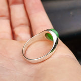 (Z) Solid 925 Sterling Silver & Natural Chrysoprase Large Signet Ring
