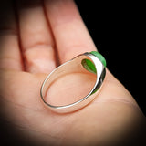 (Z) Solid 925 Sterling Silver & Natural Chrysoprase Large Signet Ring