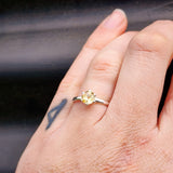 (Q) Solid 925 Sterling Silver & Natural Citrine Clawed Round Handmade Ring