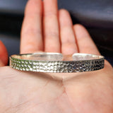 Solid 925 Sterling Silver & Natural Citrine Rustic Handmade Hammer Finish Cuff Bracelet