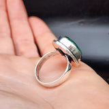 Solid Sterling Silver & Natural Emerald Handmade Solitaire Ring