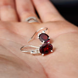925 Sterling Silver & Natural Garnet Handmade Hanging Hook Earrings
