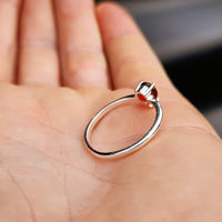 (R) Solid 925 Sterling Silver & Natural Garnet Pear Ring