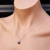 Solid 925 Sterling Silver & Natural Labradorite Faceted 9mm Drop Pendant Necklace