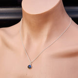 Solid 925 Sterling Silver & Natural Labradorite Faceted 9mm Drop Pendant Necklace