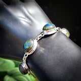Solid 925 Sterling Silver & Natural Labradorite Handmade Chain Bracelet