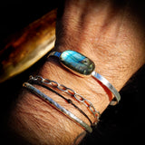 Solid 925 Sterling Silver & Natural Labradorite Handmade Cuff Bracelet