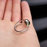 Solid 925 Sterling Silver & Natural Labradorite Double Band Ring