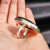 Solid 925 Sterling Silver & Natural Labradorite Handmade Oval Ring