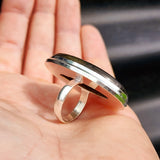 Solid 925 Sterling Silver & Natural Labradorite Handmade Oval Ring
